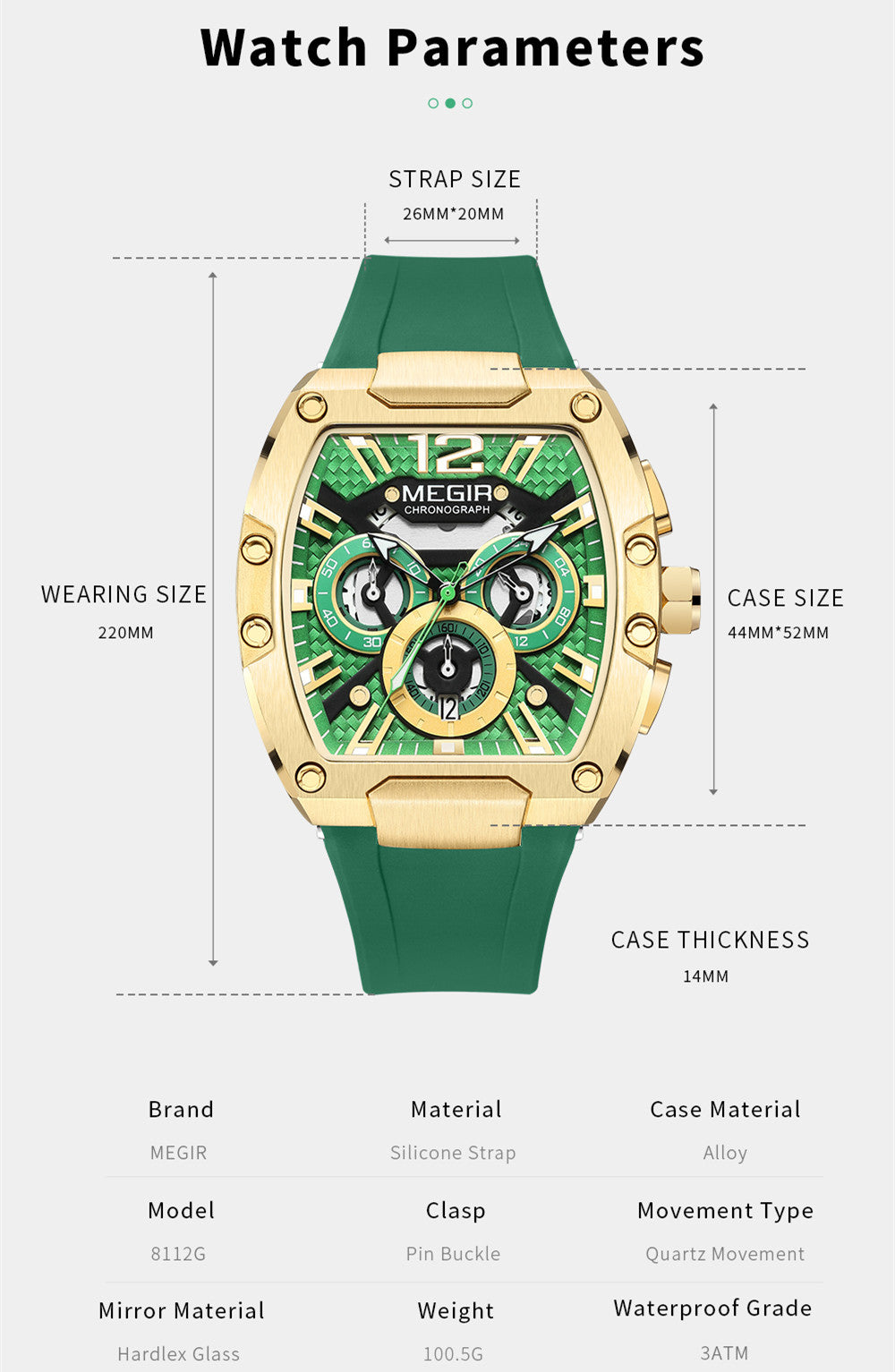 Montre Homme MEGIR Chronographe Sport  Étanche
