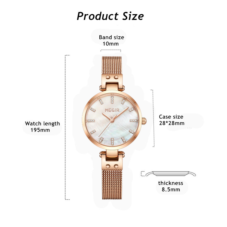 Montres MEGIR pour femmes, montre-bracelet de marque tendance pour dames, étanche, à quartz, de luxe