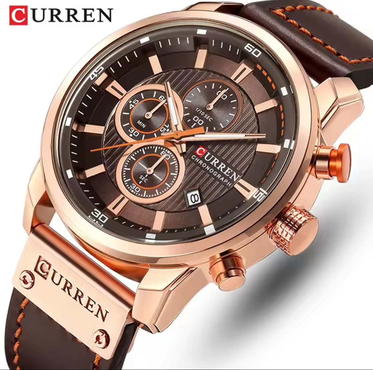 Montre Homme CURREN Élégance Royale – Chronographe Sport & Style en Or Rosé