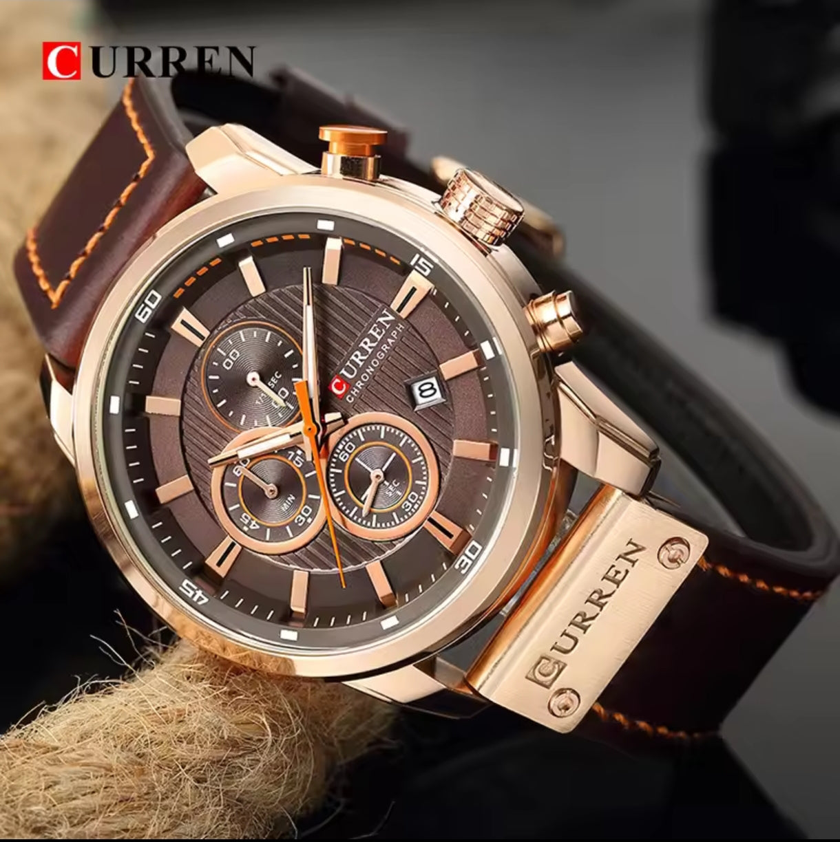 Montre Homme CURREN Élégance Royale – Chronographe Sport & Style en Or Rosé