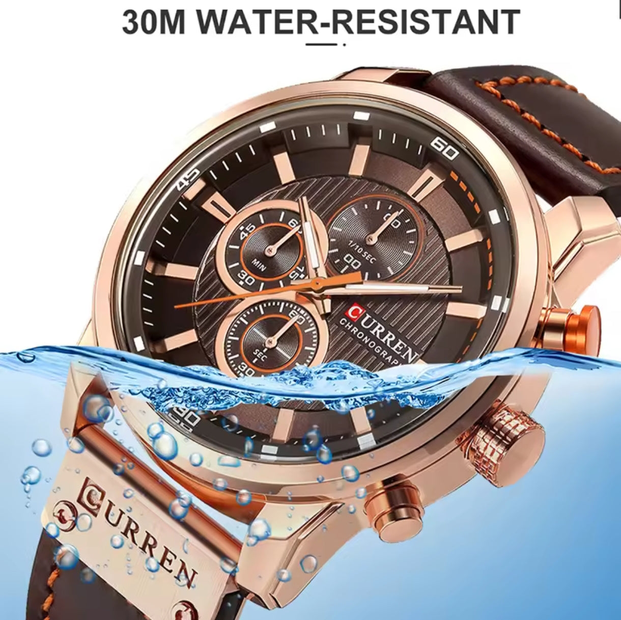 Montre Homme CURREN Élégance Royale – Chronographe Sport & Style en Or Rosé