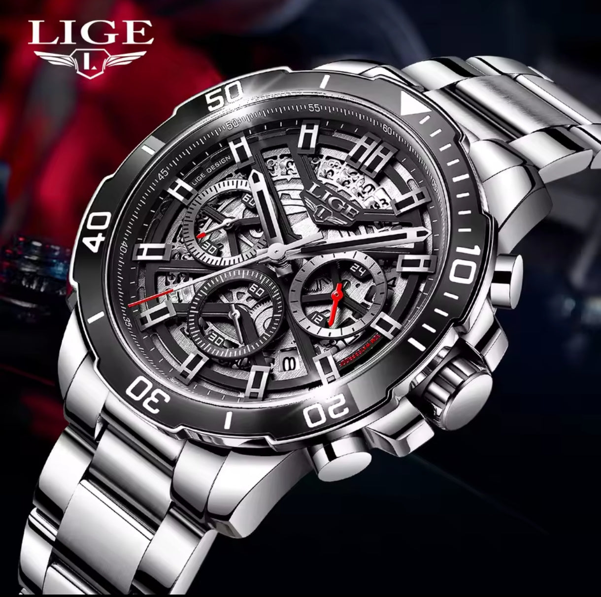 Montre Homme LIGE Chronographe Acier Inoxydable – Design Sport