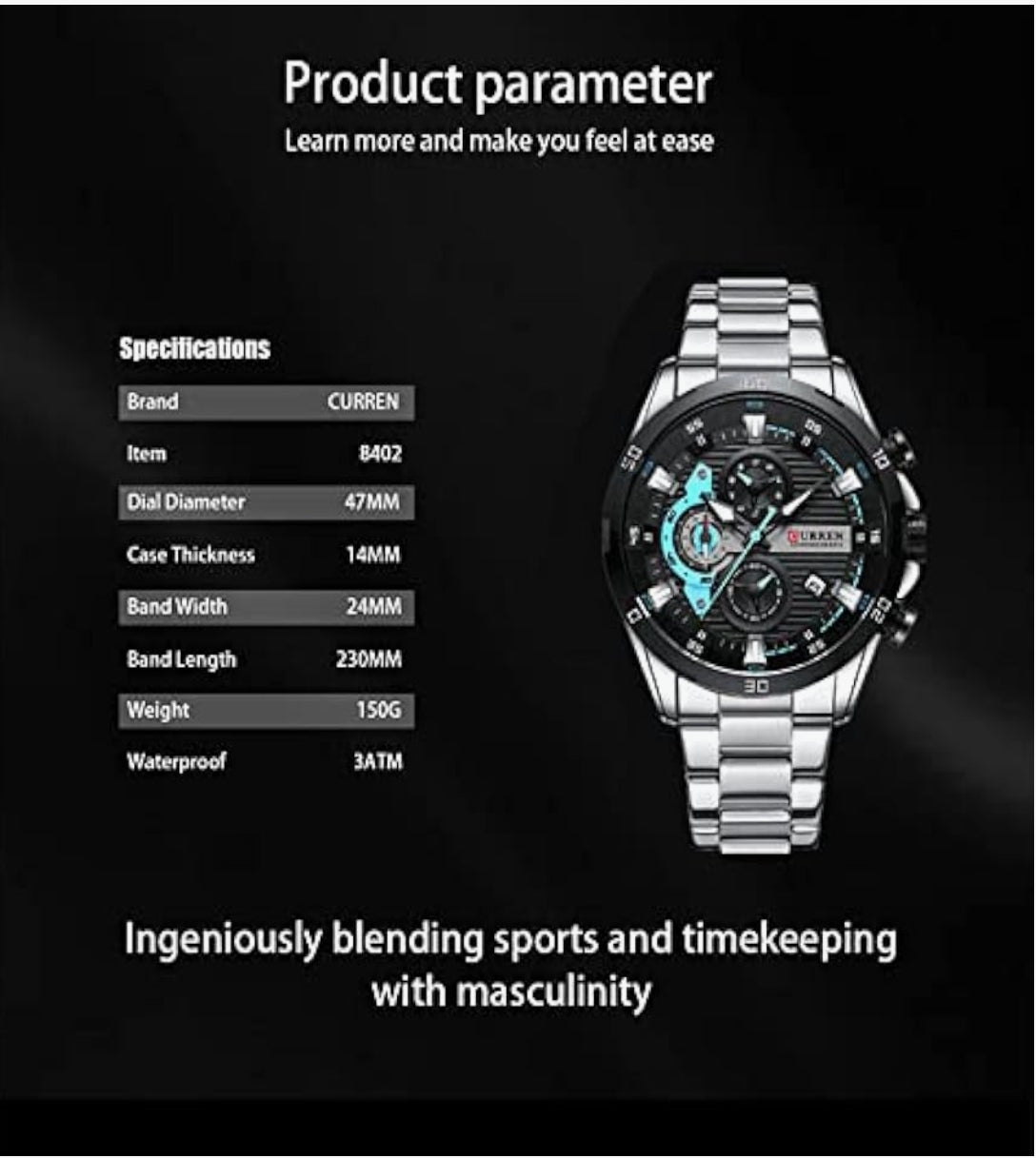 Montre Chronographe Homme CURREN Acier Inoxydable