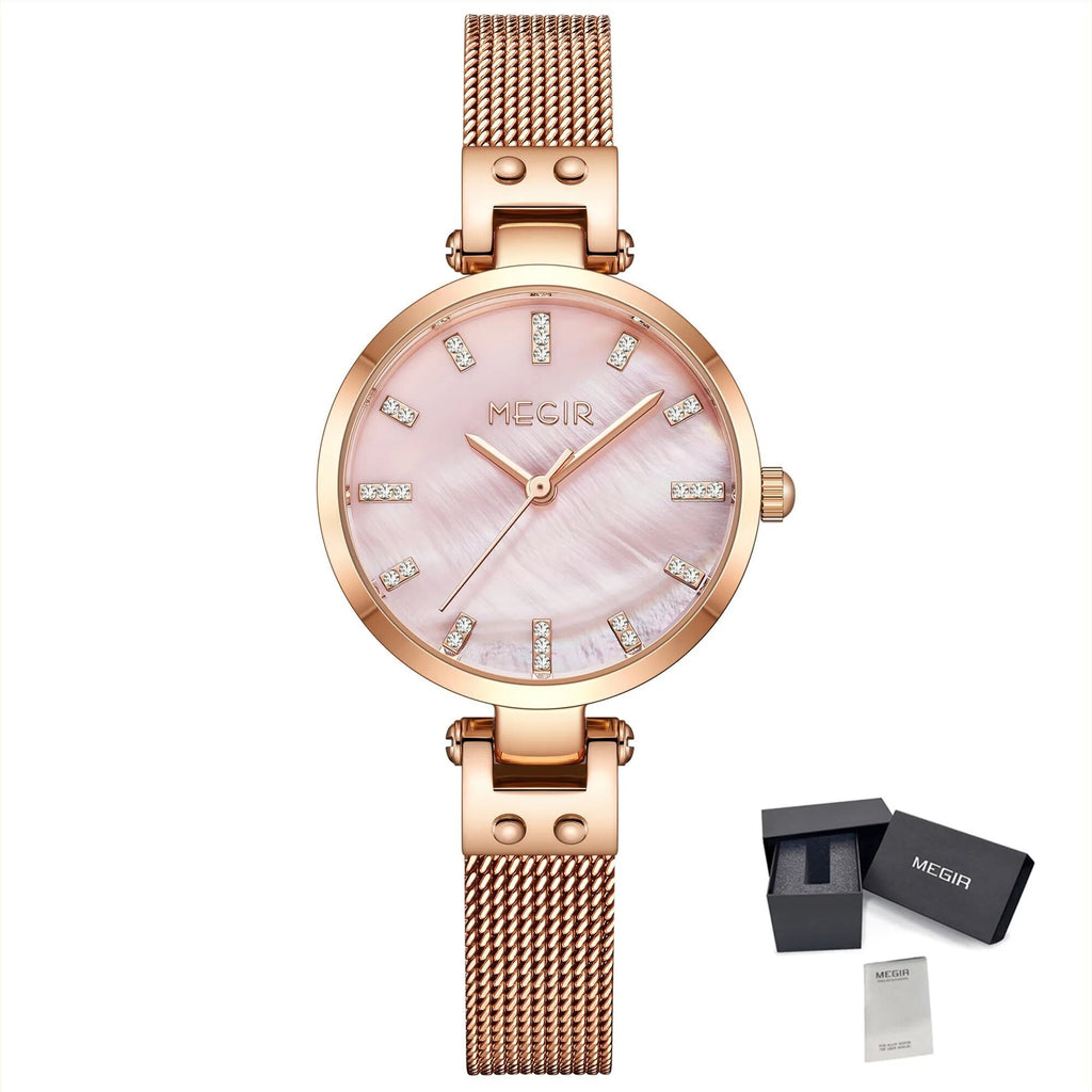 Montres MEGIR pour femmes, montre-bracelet de marque tendance pour dames, étanche, à quartz, de luxe