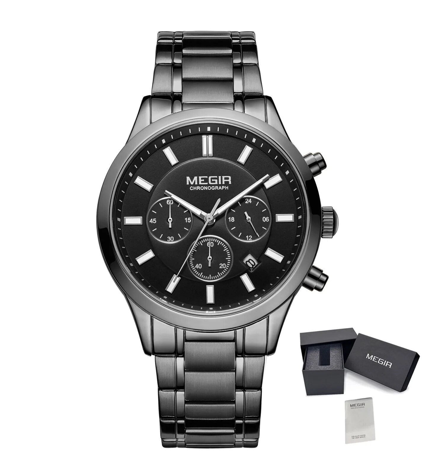 MEGIR Stainless Steel Waterproof Wrist Watches for Men Luminous Chronograph Business Quartz Men's Casual Clock Reloj Hombre-20