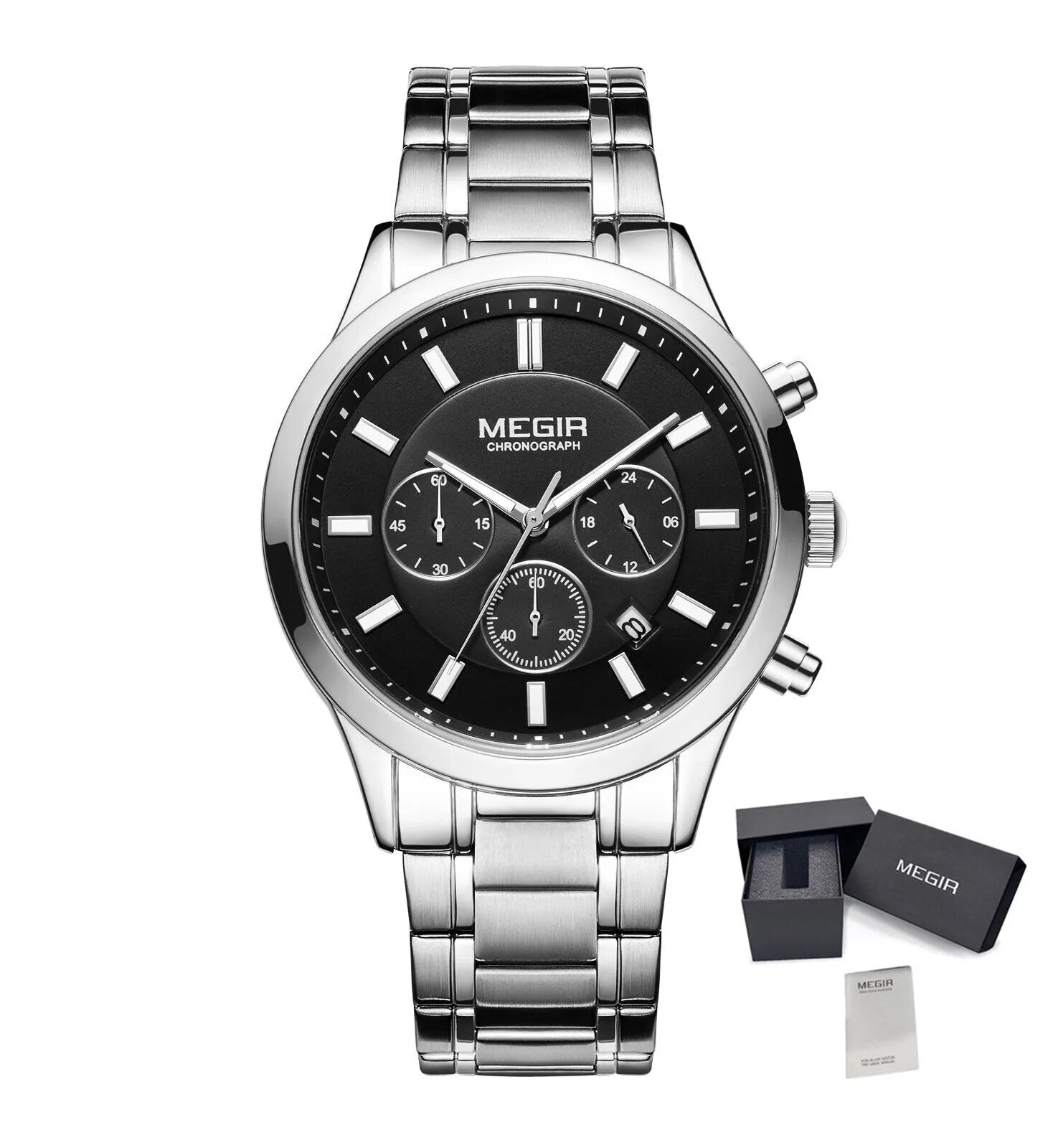 MEGIR Stainless Steel Waterproof Wrist Watches for Men Luminous Chronograph Business Quartz Men's Casual Clock Reloj Hombre-18