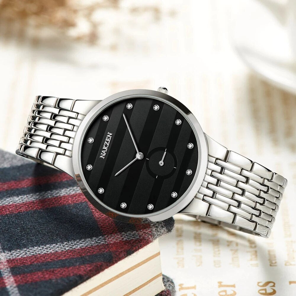 NAKZEN Commerce Diamond Men Watch Famous Luxury Brand Sapphire Watches Men's Stainless Steel Simple Black Gold Watch Male Clock-3