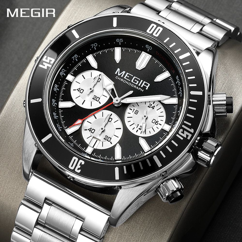 MEGIR Men Watch with Chronograph Fashion Quartz Military Waterproof Calendar Business Casual Wristwatches Clock Montre Homme 2226-0