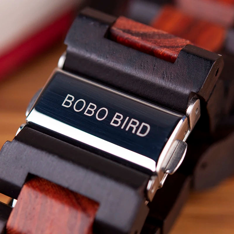 Montre-bracelet automatique mécanique en bois pour hommes, BOBO BIRD Top, horloge mains lumineuses, boîte cadeau personnalisée