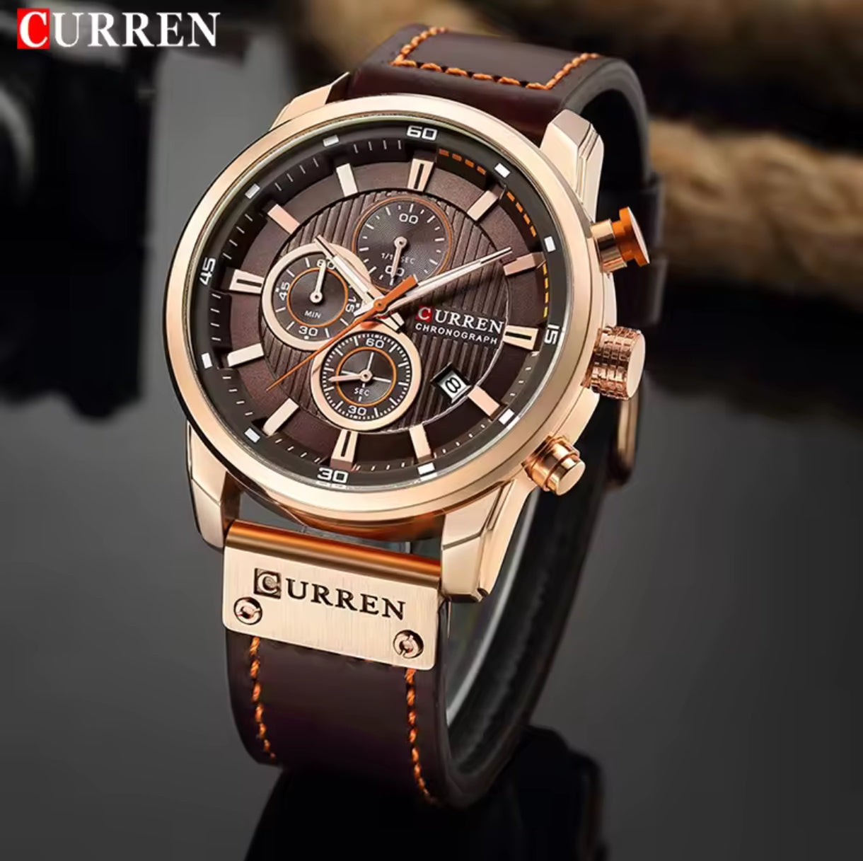 Montre Homme CURREN Élégance Royale – Chronographe Sport & Style en Or Rosé